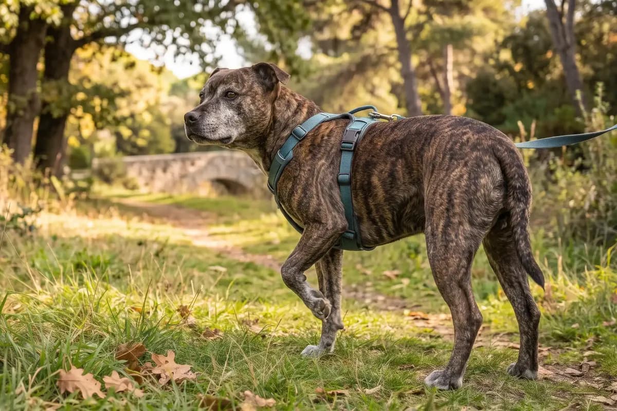 Chien en extérieur ne posant pas sa patte au sol